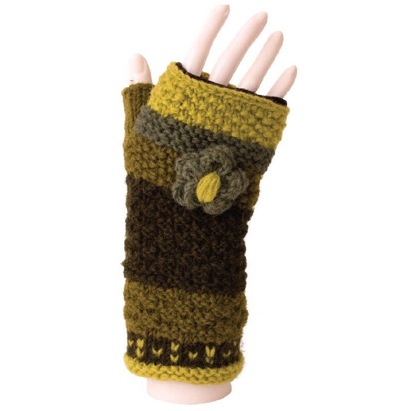 Beaded fingerless wool gloves from Nepal - Wildwood, Bude